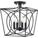 Tracy 4 Light 12 inch Matte Black Indoor Semi-Flush Ceiling Light